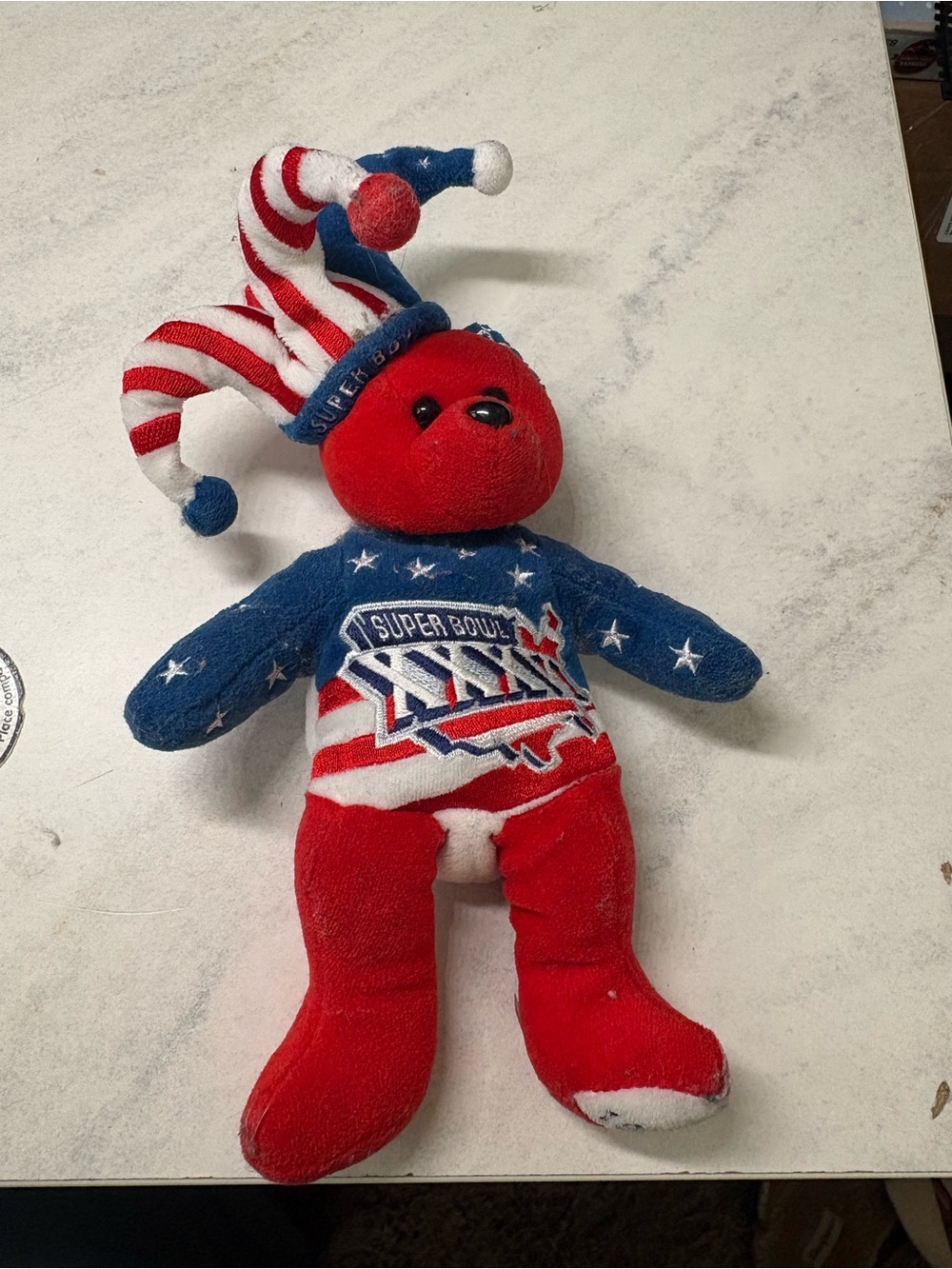 Super Bowl XIX Red, White & Blue Jester Bear Plush